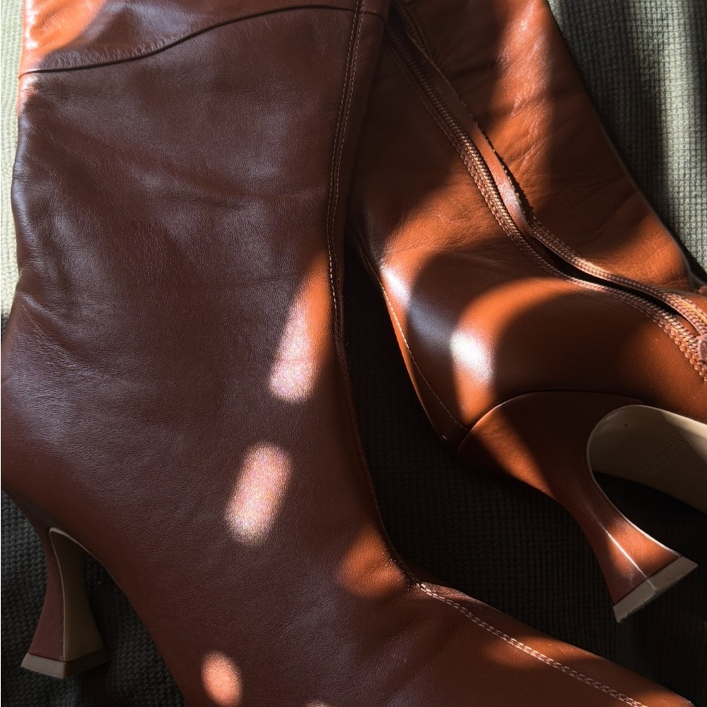 Tony Bianco Chestnut Leather Heeled Boots - Picture 6 of 8
